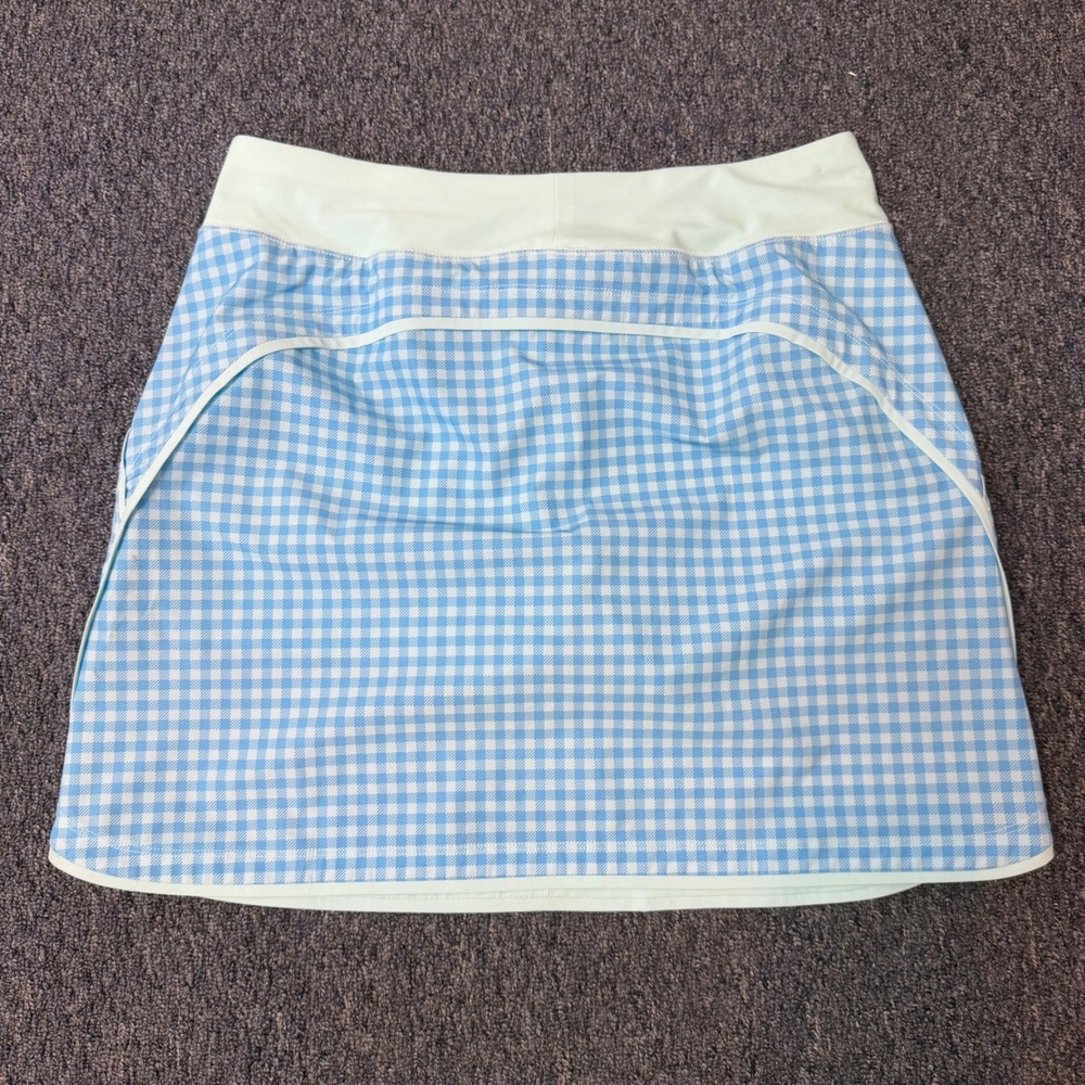 Lands End Blue Gingham Golf Skort Womens Tennis Pickleball Active Skirt Pockets - Picture 9 of 12